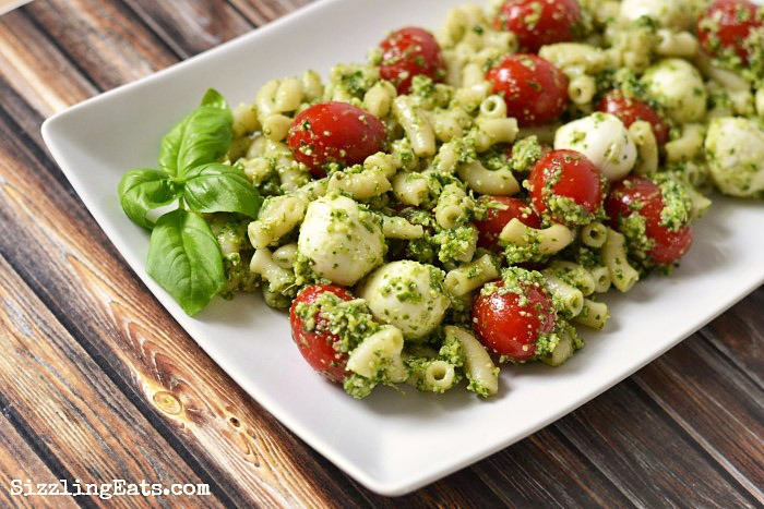 Caprese Pesto Pasta Salad
 Pesto Caprese Macaroni Salad Sizzling Eats