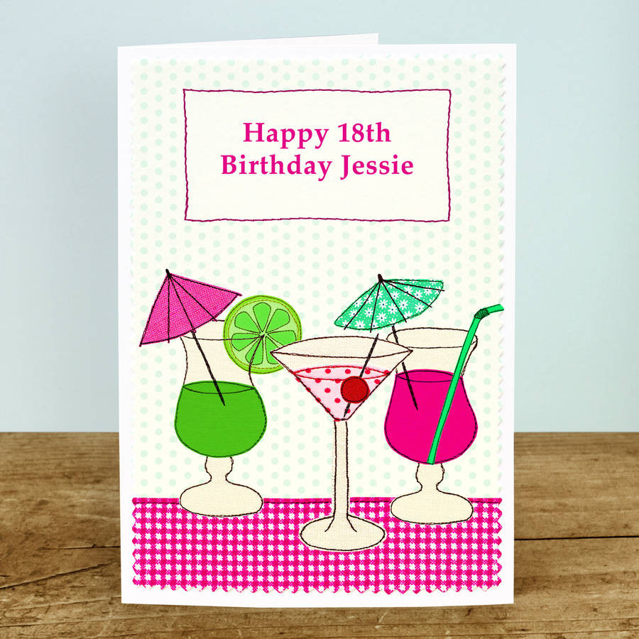 Card For Birthday
 cocktails Personalised Birthday Card By Jenny Arnott