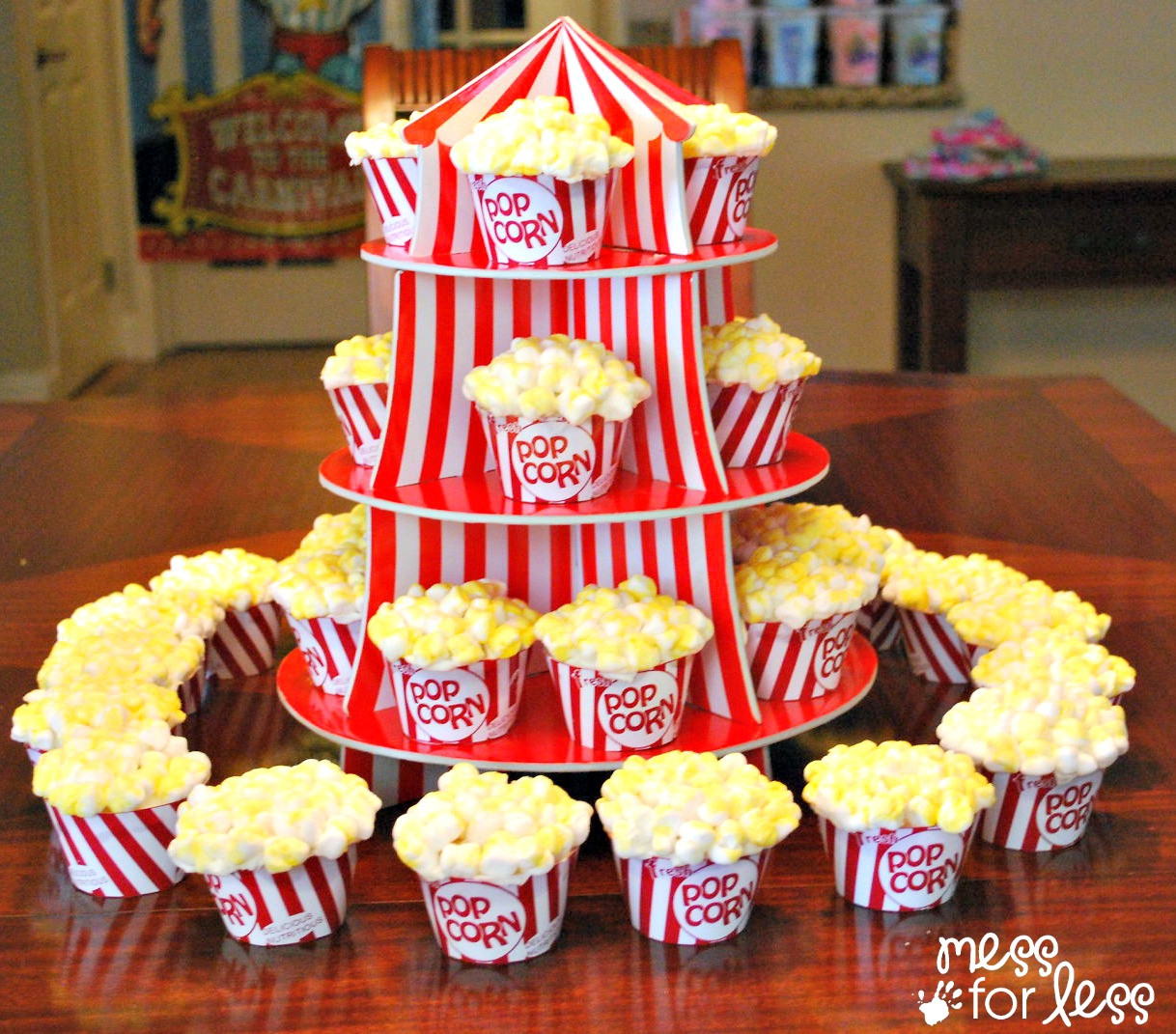 Carnival Themed Birthday Party Food Ideas
 Circus Popcorn Cupcakes and Circus Party Ideas Mess for Less