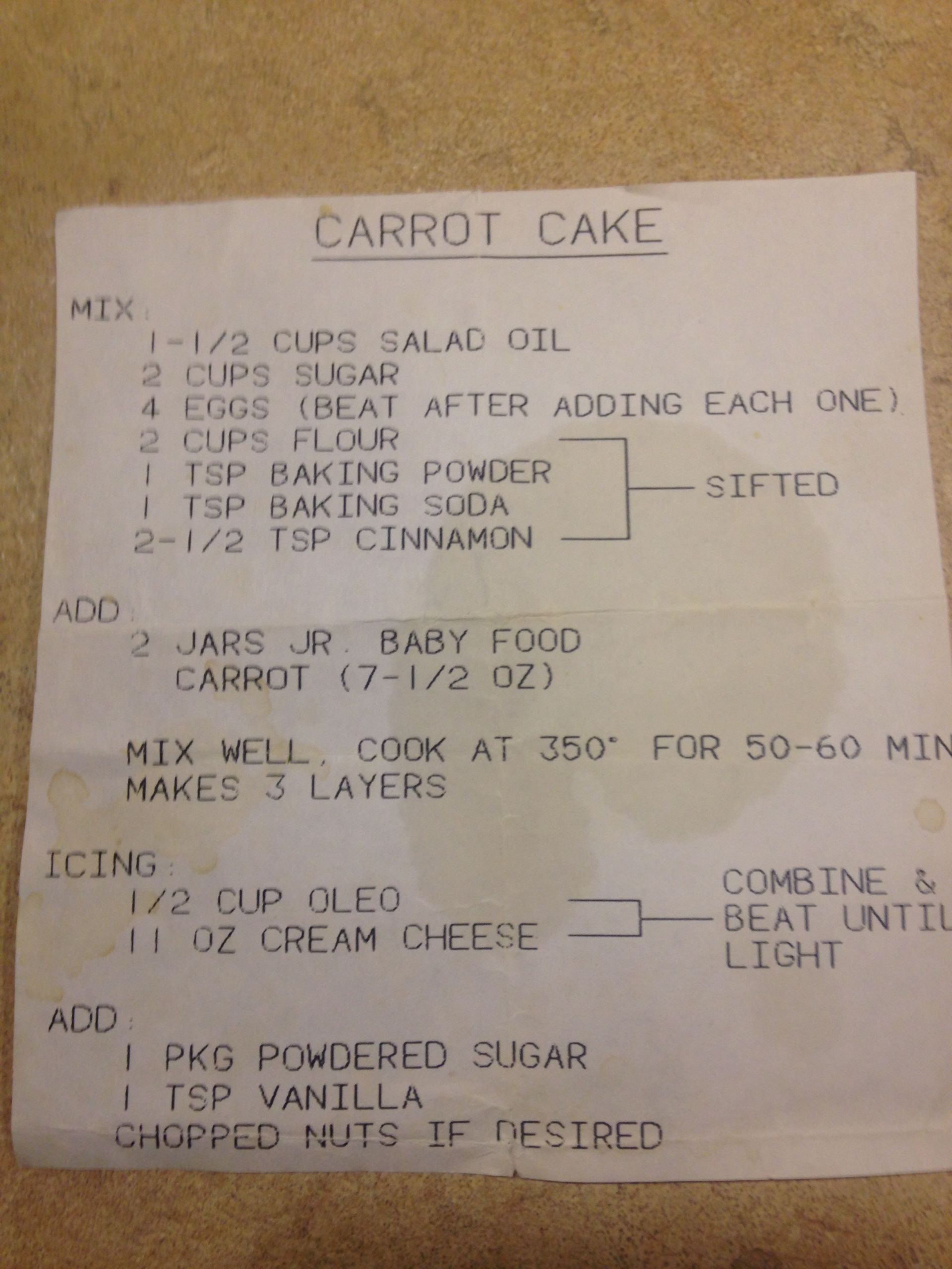 Carrot Cake Recipe Using Baby Food
 Tammy s Carrot Cake made with baby food Can use 2 cups of