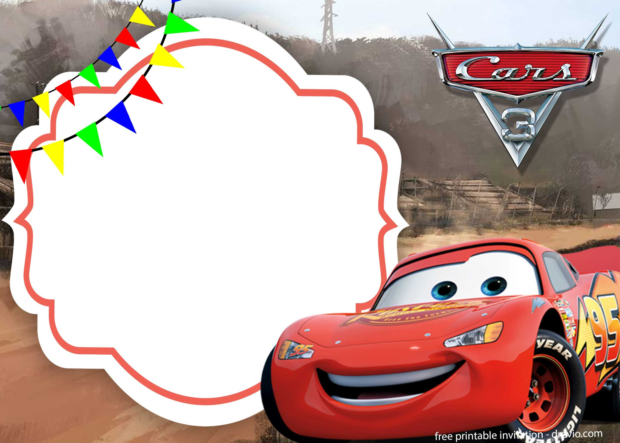 Cars Birthday Invitation
 FREE The Cars 3 with photo invitation template – FREE