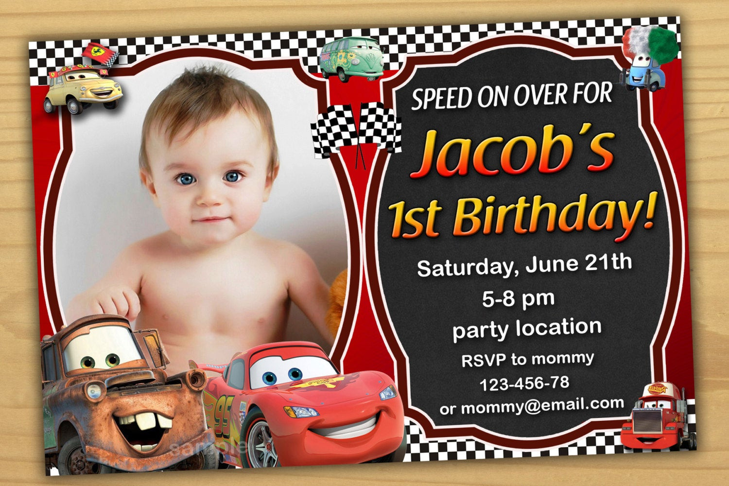 Cars Birthday Invitation
 SALE Disney Cars Birthday Invitation Disney Cars