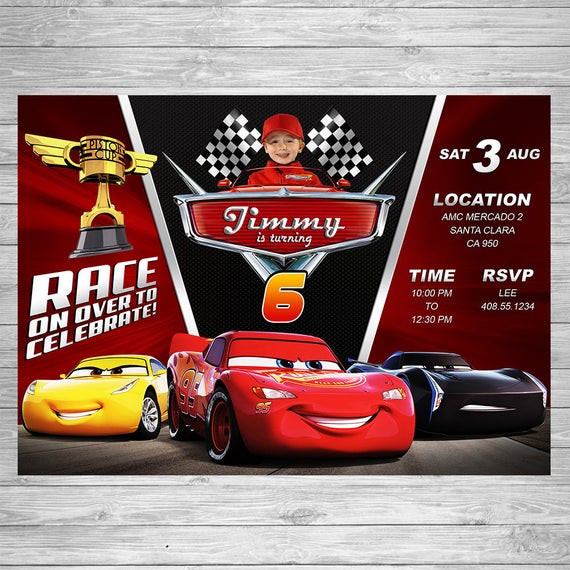 Cars Birthday Invitation
 Disney Cars 3 Birthday Invitation Cars 3 Party Invite Disney