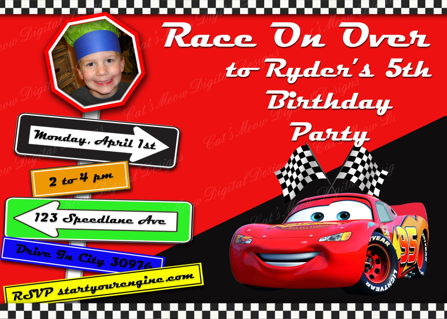 Cars Birthday Invitation
 Pixar Cars Printable Birthday Invitation Personalized Cars