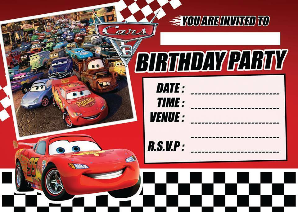 Cars Birthday Invitation
 CARS 3 LIGHTENING MCQUEEN CHILDRENS BIRTHDAY PARTY