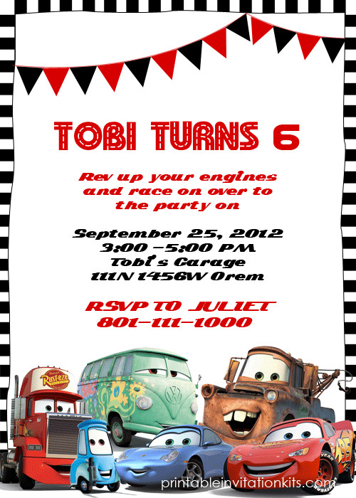 Cars Birthday Invitation
 Disney Cars Birthday Invitation ← Wedding Invitation