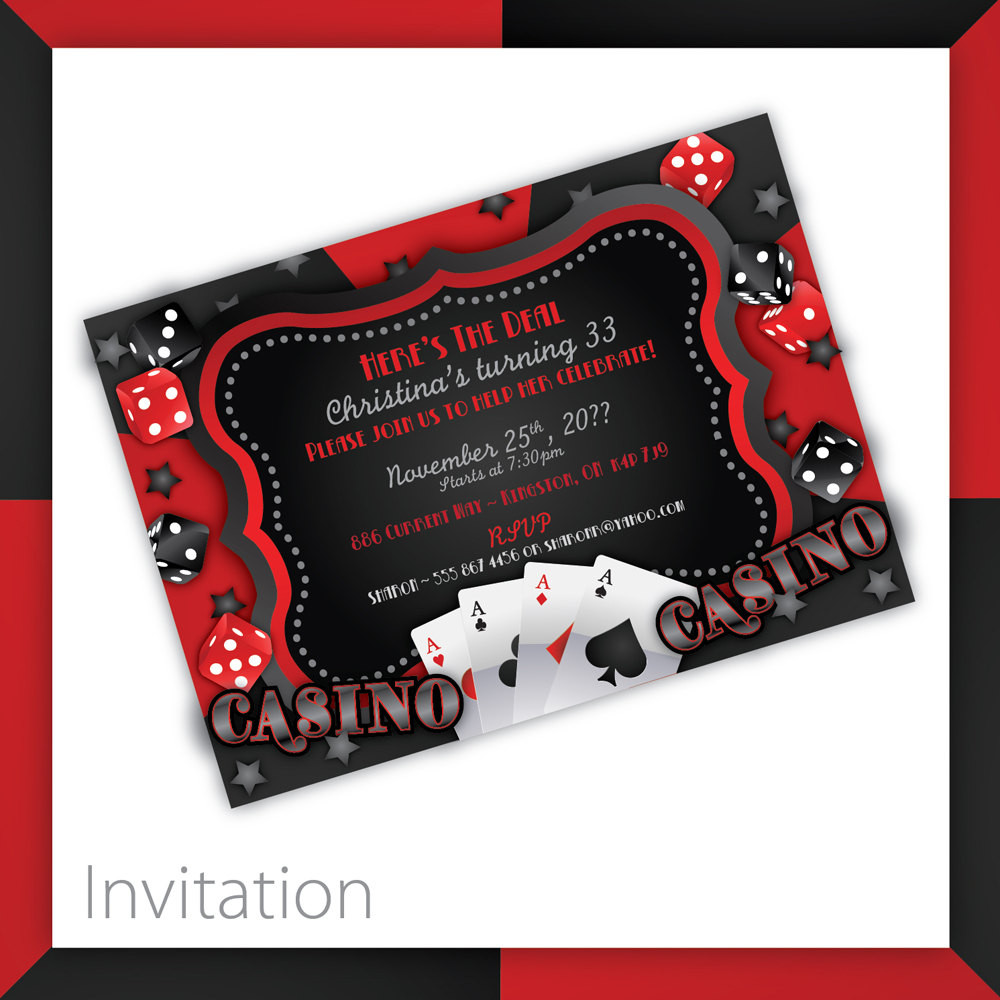 Casino Birthday Invitations
 Casino Party Invitations Casino Wow by BlackCherryPrintable