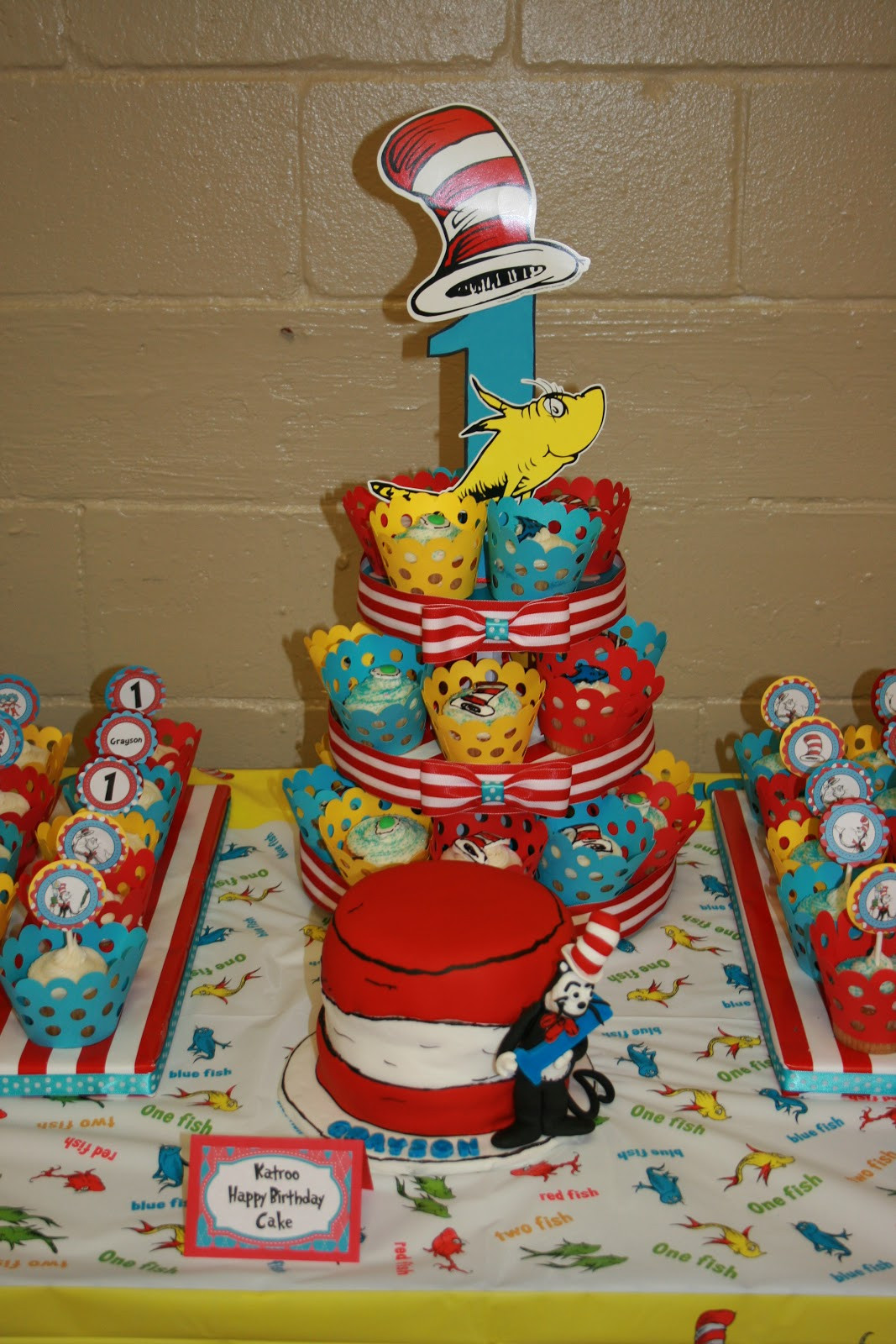 Cat In The Hat Birthday Cake
 Piece of Cake by Kate Cat in the Hat 1st Birthday