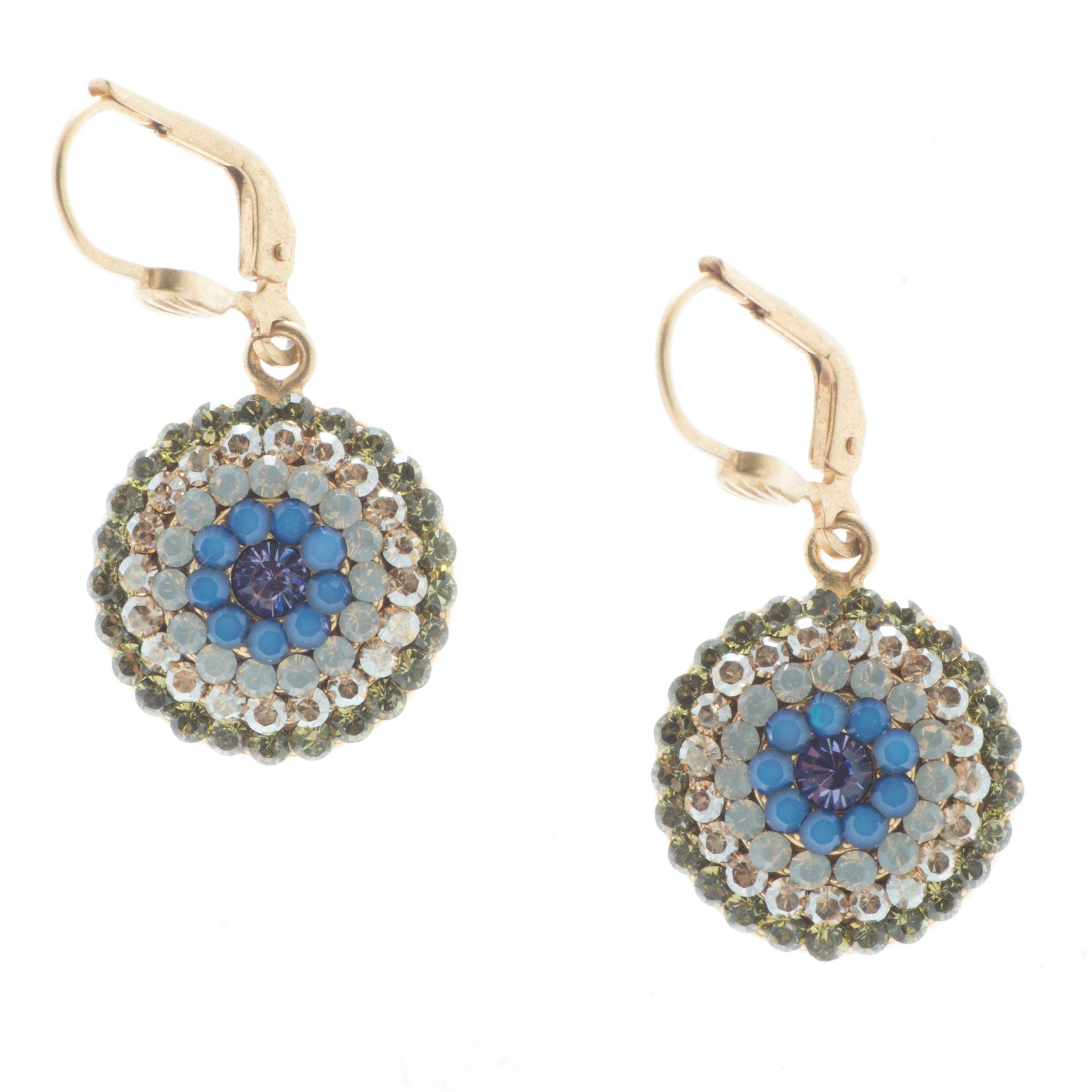 Catherine Popesco Earrings
 Catherine Popesco Gold Round Pave Crystal Earrings Sky