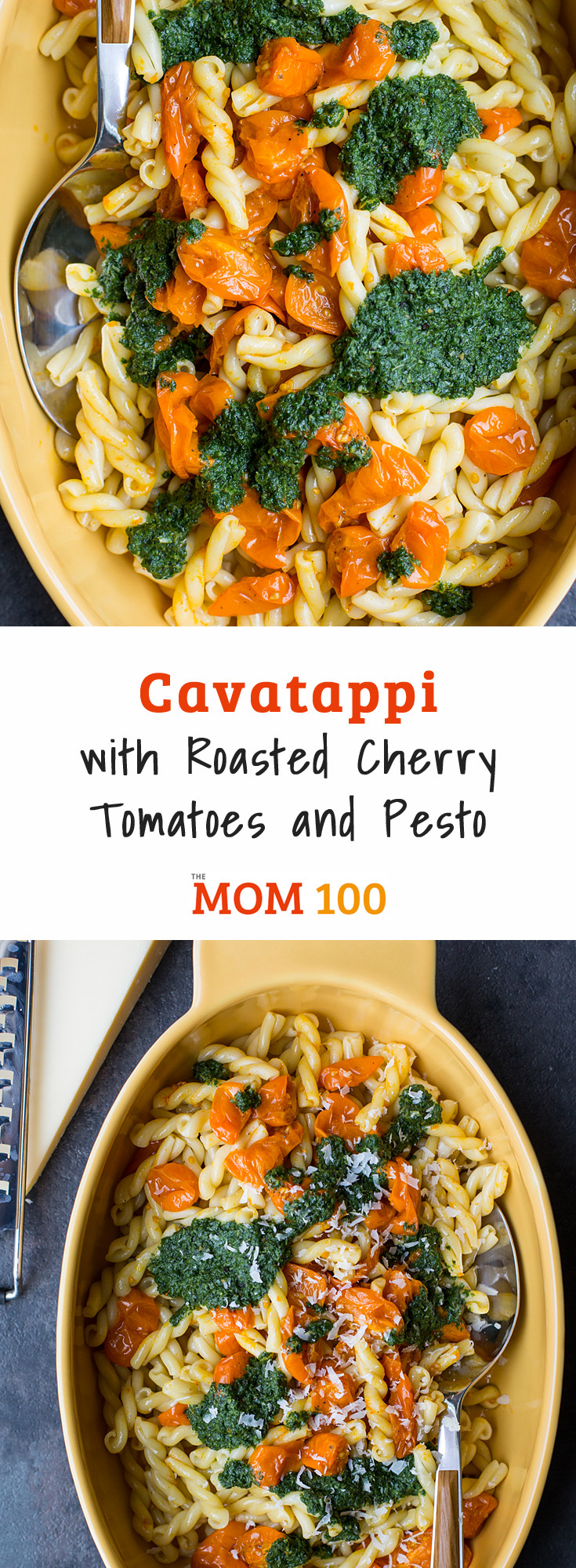 Cavatappi Pasta Salad
 Cavatappi with Roasted Cherry Tomatoes and Pesto – The Mom