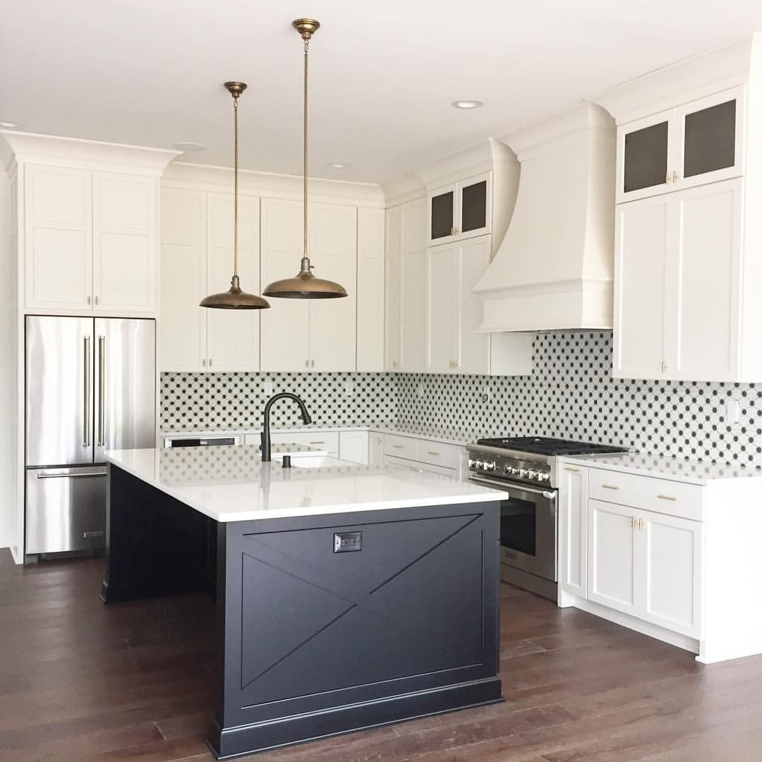 Cement Tiles Kitchen
 Black and white kitchen with cement tile backsplash