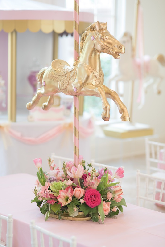 Centerpieces For Birthday Party
 Kara s Party Ideas Pink Carousel Birthday Party