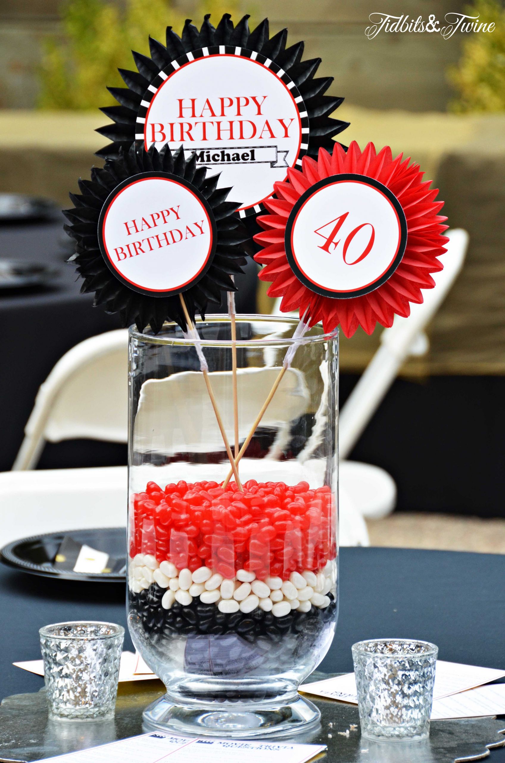 Centerpieces For Birthday Party
 A Star Studded 40th Birthday Party TIDBITS&TWINE