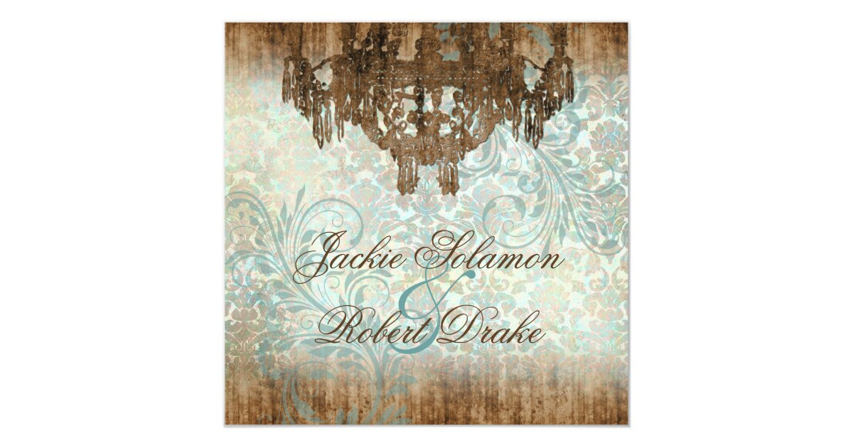 Chandelier Wedding Invitations
 Elegant Wedding Invitation Chandelier Vintage Wood