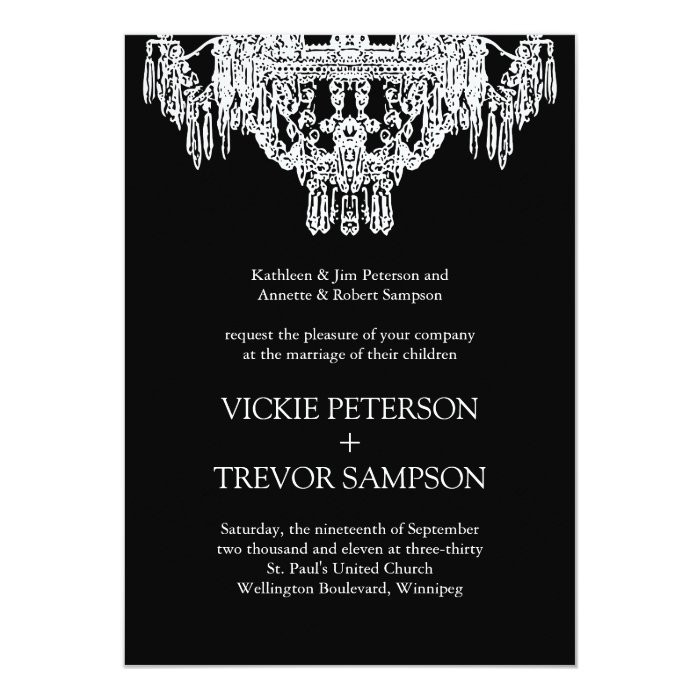 Chandelier Wedding Invitations
 Black and White Chandelier Wedding Invitations