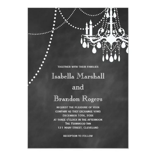 Chandelier Wedding Invitations
 Chandelier Chalkboard Wedding Invitation