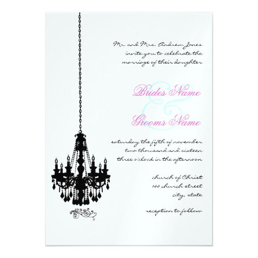 Chandelier Wedding Invitations
 Black Chandelier Damask Wedding Invitations 5" X 7