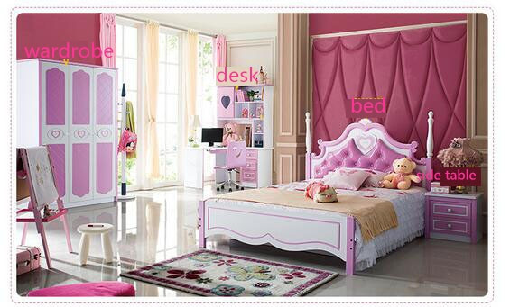 Cheap Girl Bedroom Sets
 Kids bedroom furnitures sets bed bedside table wardrobe