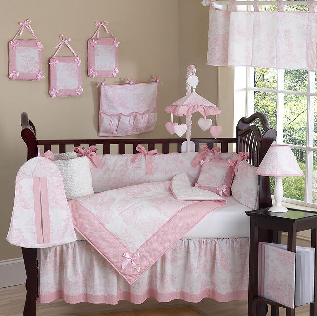 Cheap Girl Bedroom Sets
 LUXURY BOUTIQUE FRENCH PINK WHITE TOILE DISCOUNT 9pc BABY