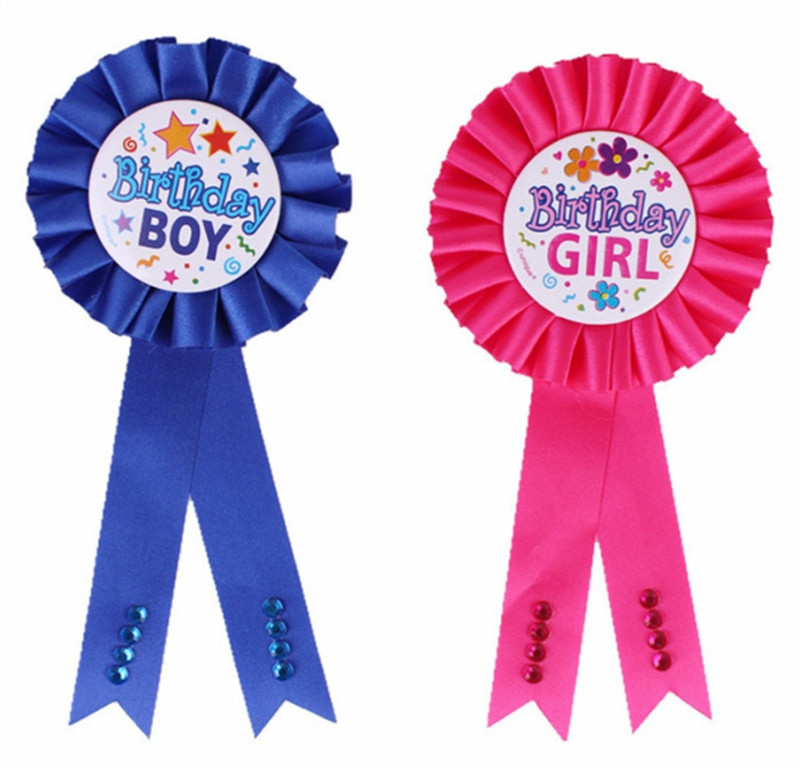 Cheap Kids Party Favors
 1pcs cheap pink blue Birthday Badge child kids birthday