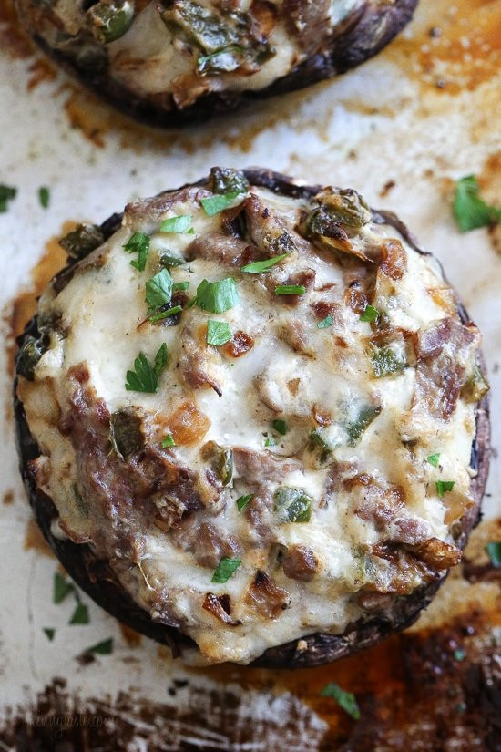 Cheese Stuffed Portabella Mushrooms
 Philly Cheesesteak Stuffed Portobello Mushrooms Skinnytaste