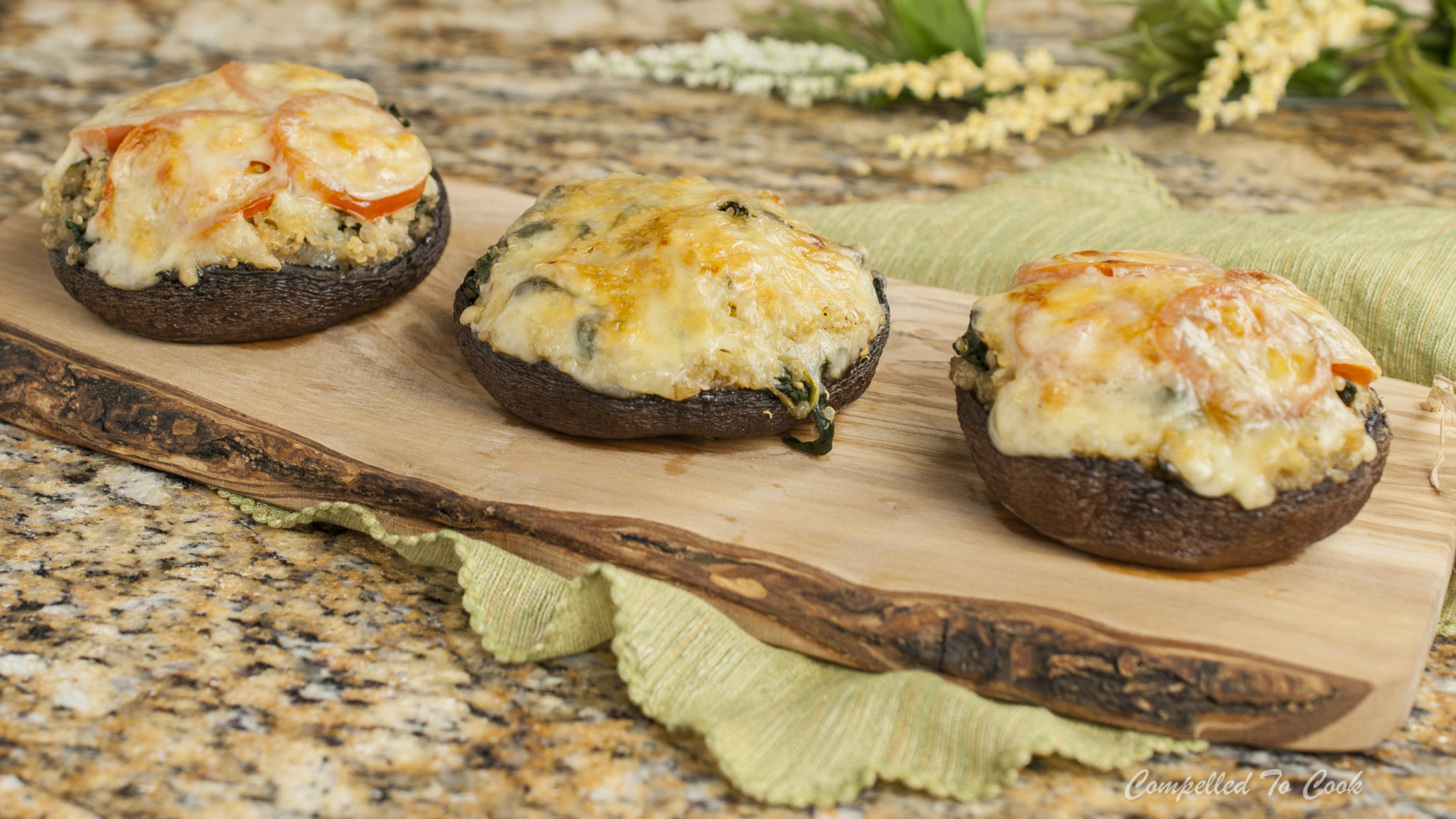 Cheese Stuffed Portabella Mushrooms
 Spinach and Quinoa Stuffed Portabella Mushrooms