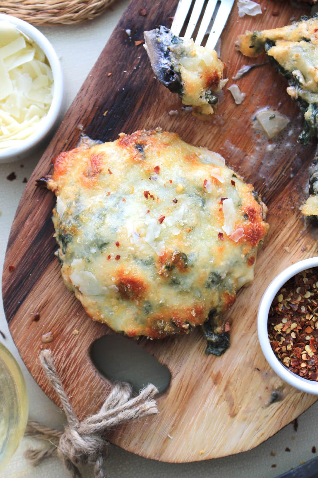 Cheese Stuffed Portabella Mushrooms
 Spinach and Cheese Stuffed Portobello Mushrooms