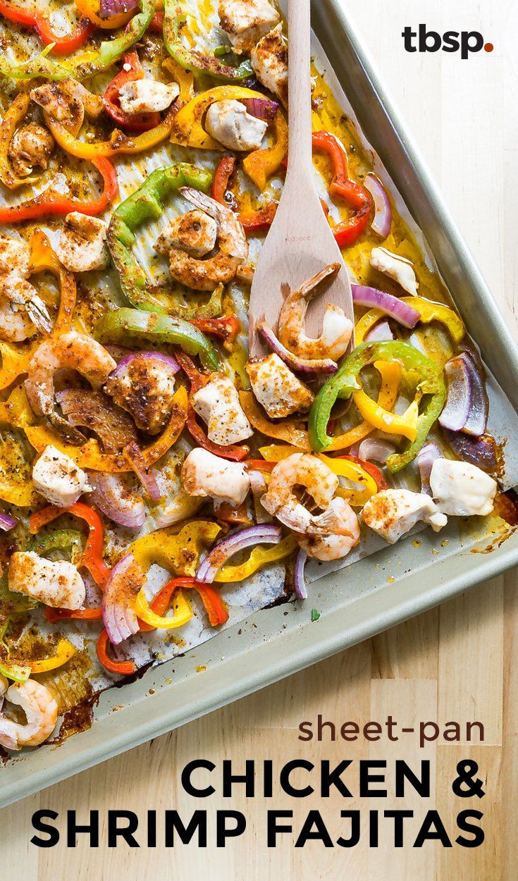 Chicken And Shrimp Fajitas
 Sheet Pan Chicken and Shrimp Fajitas