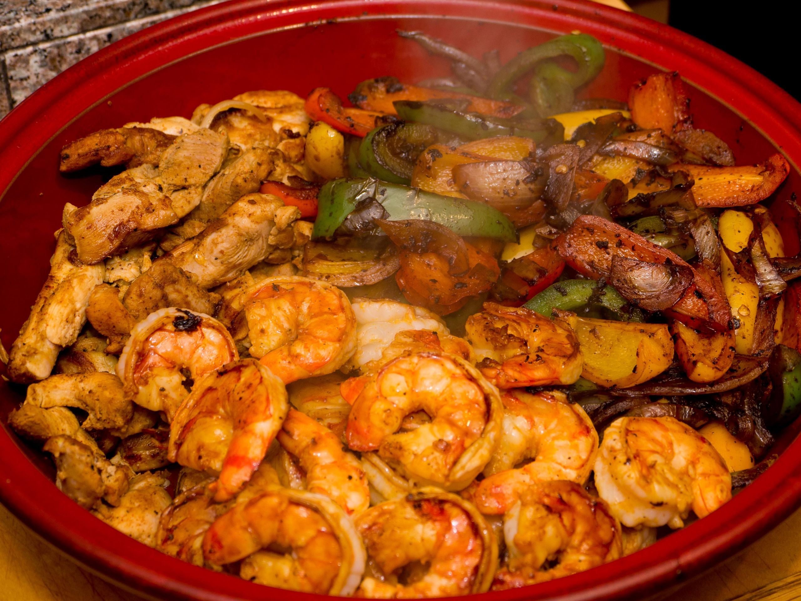 Chicken And Shrimp Fajitas
 Shrimp & Chicken Fajitas Food & Fire