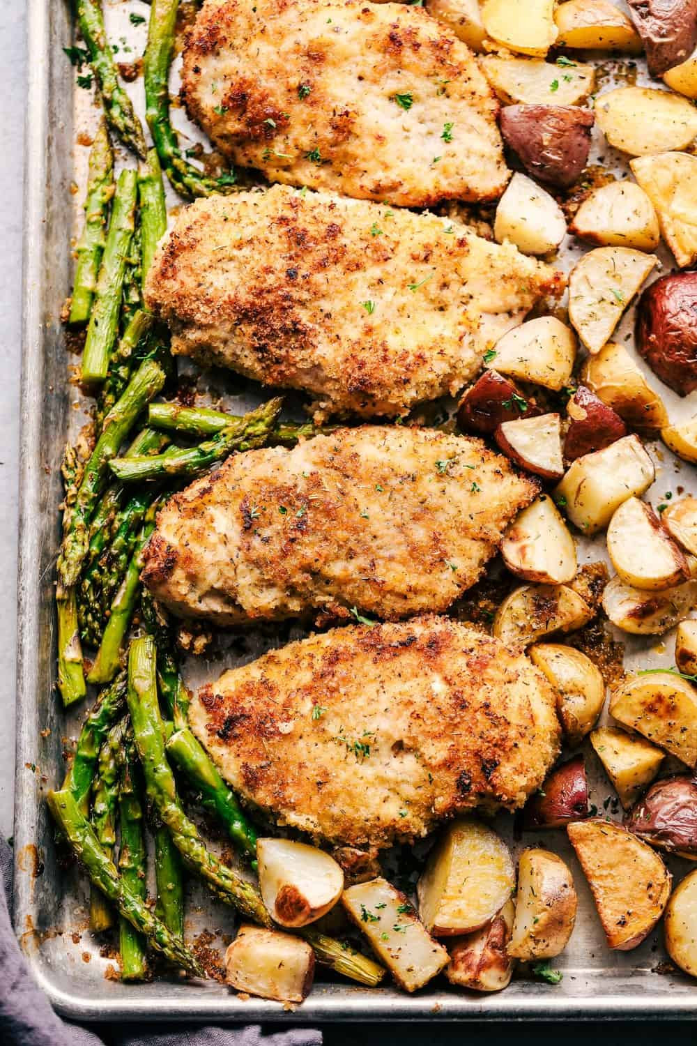 Chicken Breast Sheet Pan Dinner
 Sheet Pan Crispy Parmesan Garlic Chicken