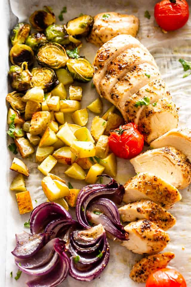 Chicken Breast Sheet Pan Dinner
 Sheet Pan Garlic Herb Chicken Breasts with Potatoes & Veggies