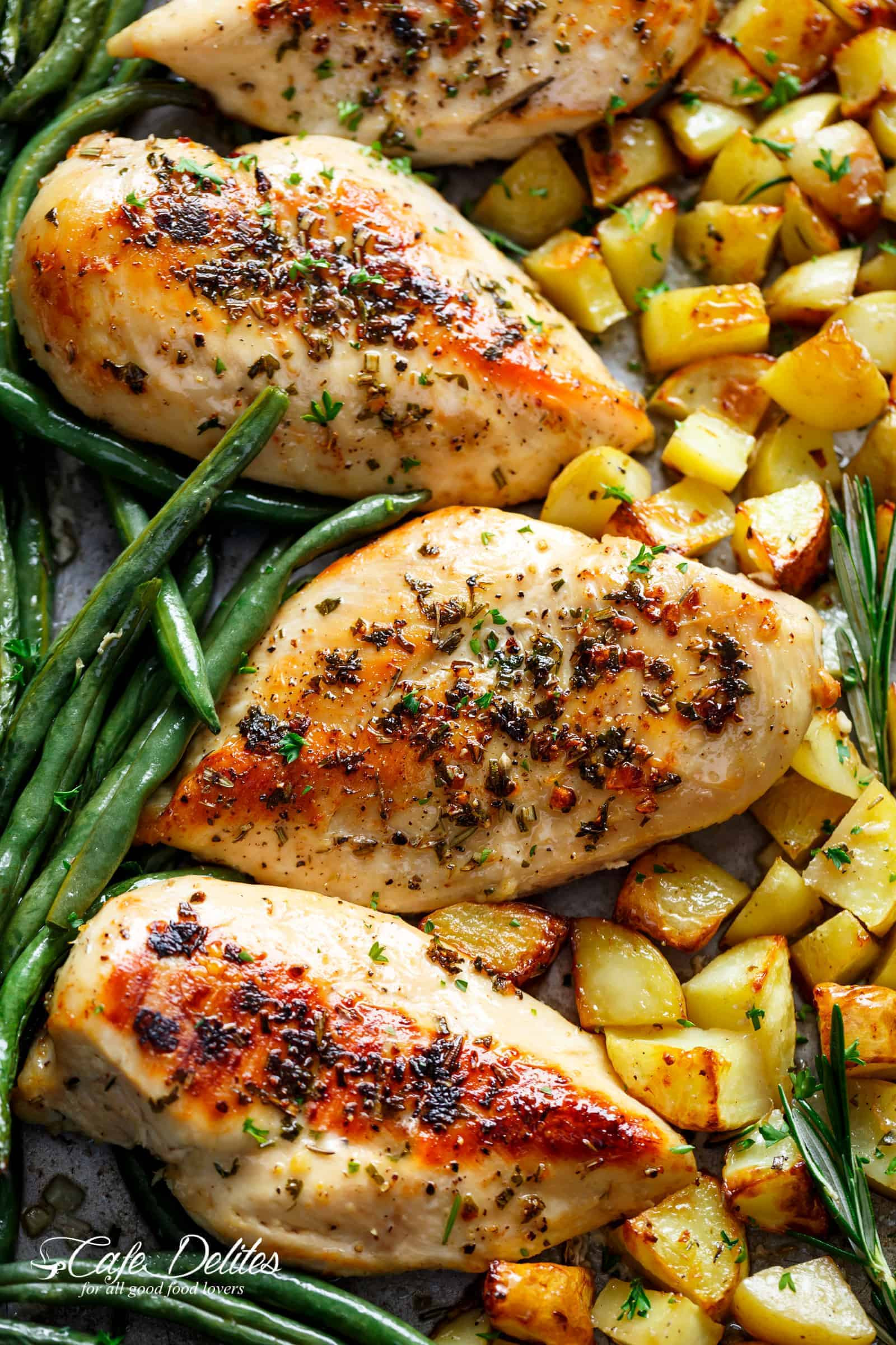 Chicken Breast Sheet Pan Dinner
 Sheet Pan Garlic Herb Butter Chicken & Potatoes Cafe Delites