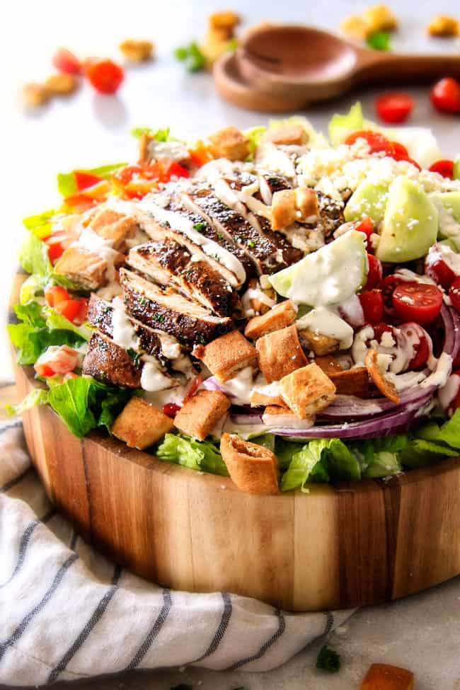 Chicken Greek Salad
 Greek Chicken Salad with Tzatziki Dressing and Pita Croutons