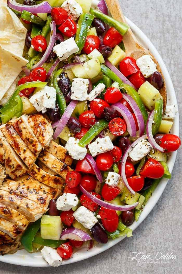 Chicken Greek Salad
 Greek Lemon Garlic Chicken Salad Cafe Delites