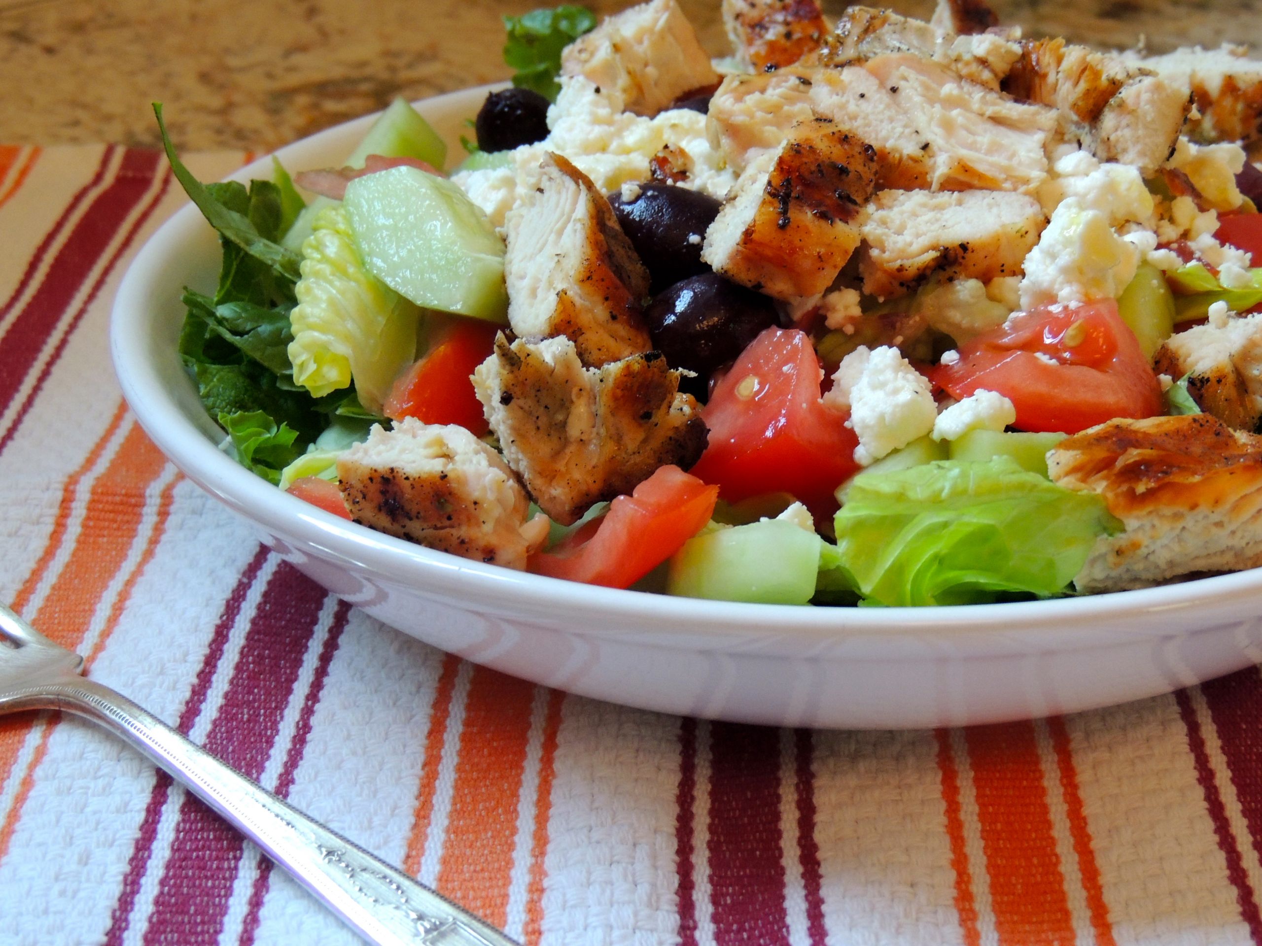 Chicken Greek Salad
 What’s for dinner Greek Salad with Grilled Chicken