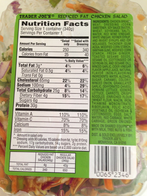 Chicken Salad Chick Nutrition
 Review Trader Joe’s Chicken Salad Reduced Fat