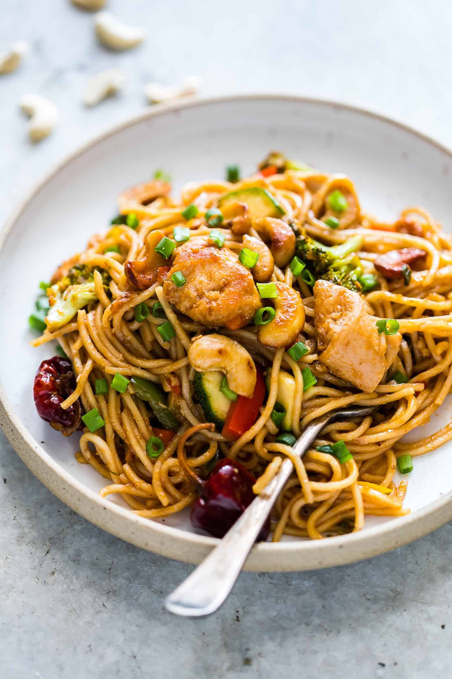 Chicken Stir Fry Noodles Recipe
 Chinese Cashew Chicken Noodles Stir Fry Under 30 minutes