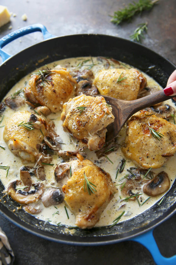 Chicken Thighs Mushroom
 Chicken Thighs with Rosemary Mushroom Cream Sauce Easy