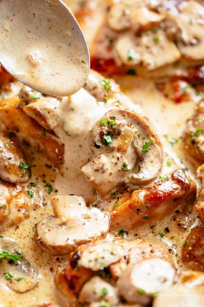 Chicken Thighs Mushroom
 Chicken Thighs With Creamy Mushroom Garlic Sauce Cafe