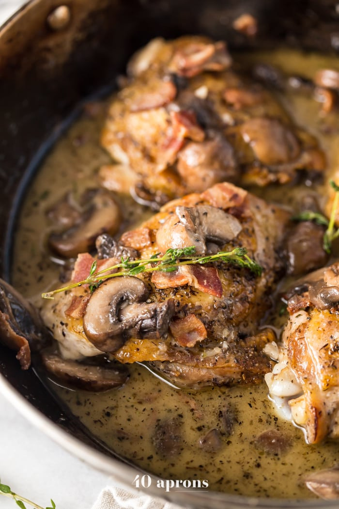 Chicken Thighs Mushroom
 Creamy Whole30 Bacon Mushroom Chicken Thighs with Thyme