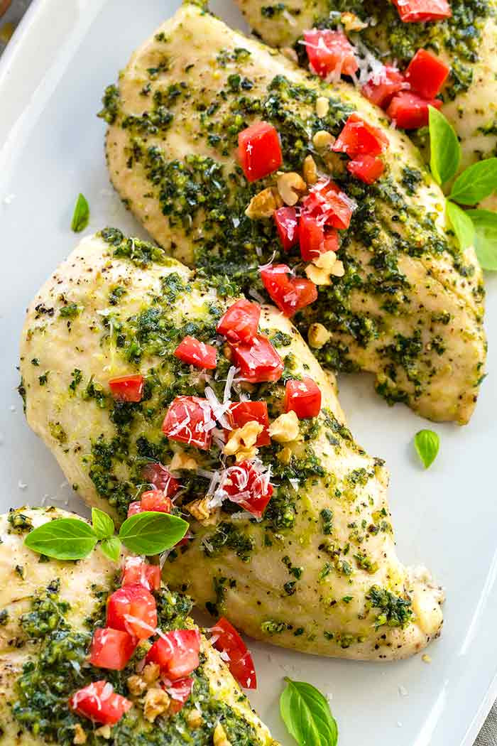 Chicken With Pesto Sauce
 Easy Baked Pesto Chicken