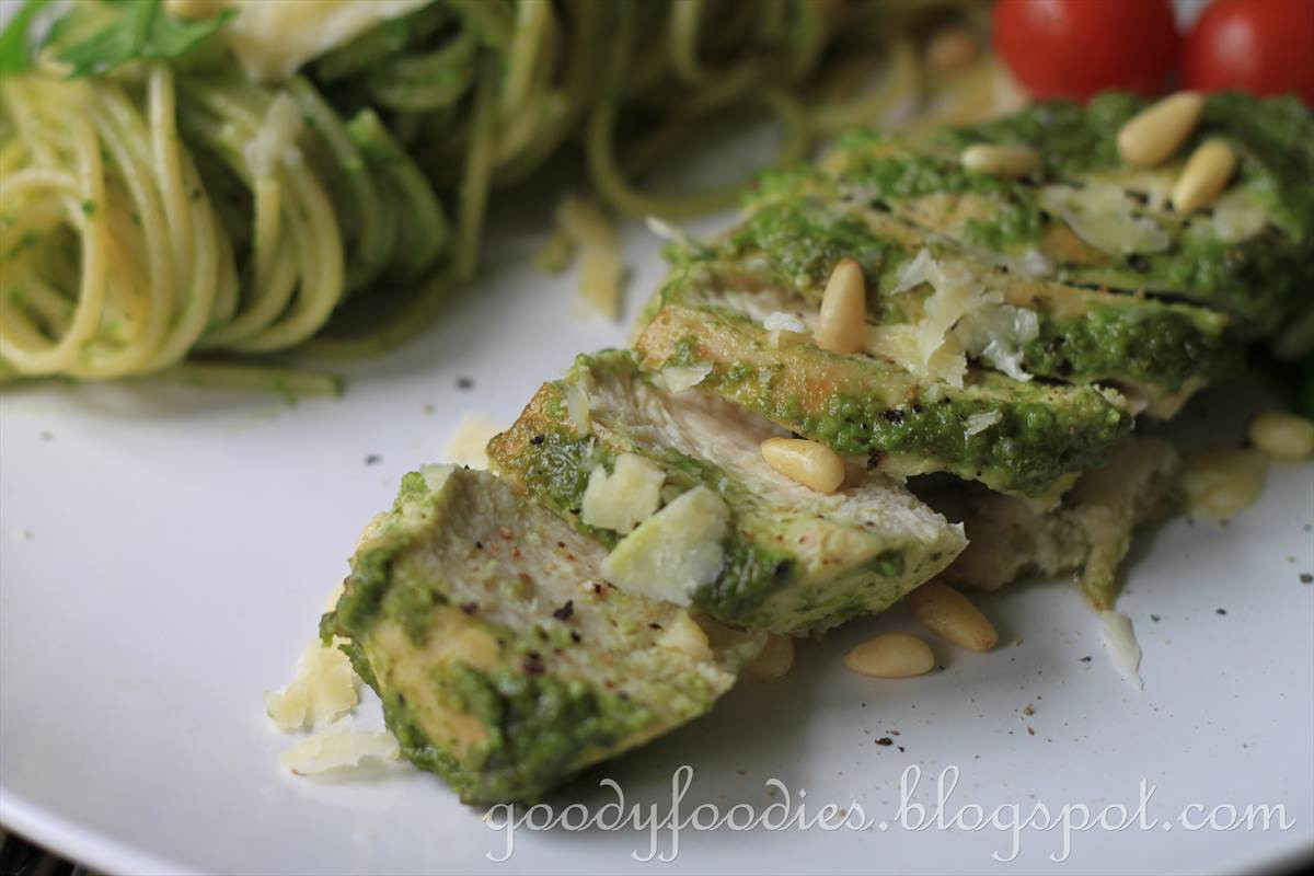 Chicken With Pesto Sauce
 GoodyFoo s Recipe Pesto glazed chicken breast with