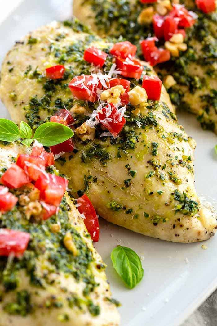 Chicken With Pesto Sauce
 Easy Baked Pesto Chicken