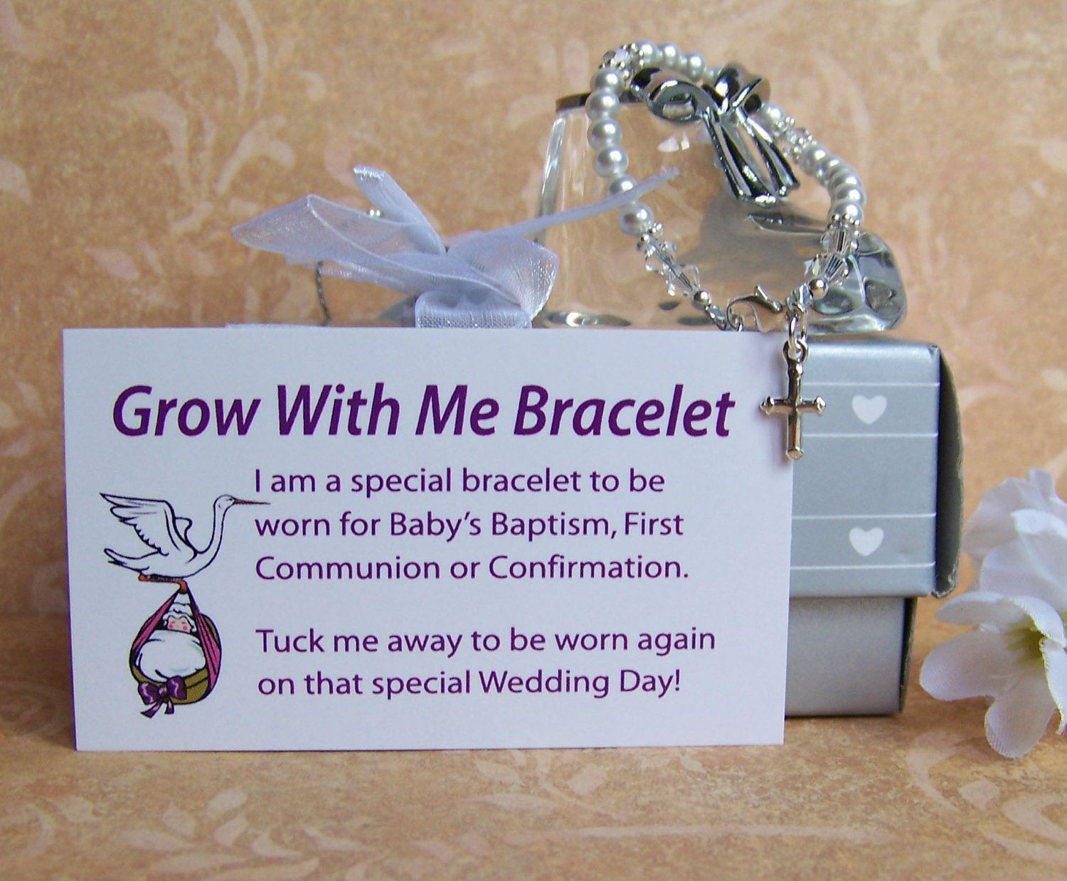 Child Baptism Gift
 Baby Girl Baptism Bracelet Grow With Me by luckycharm5286