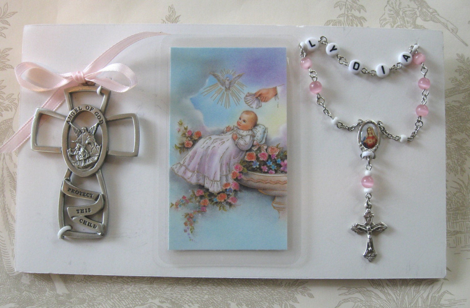 Child Baptism Gift
 Baby Baptism Rosary Gift Boy or Girl Crib Cross by