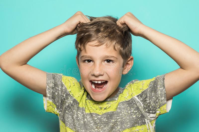 Child Pulling Hair Out
 Pulling His Hair Out Portrait Stock Download 69