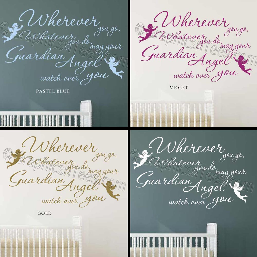 Children Angel Quotes
 Nursery Wall Sticker Quote Guardian Angel Wherever You