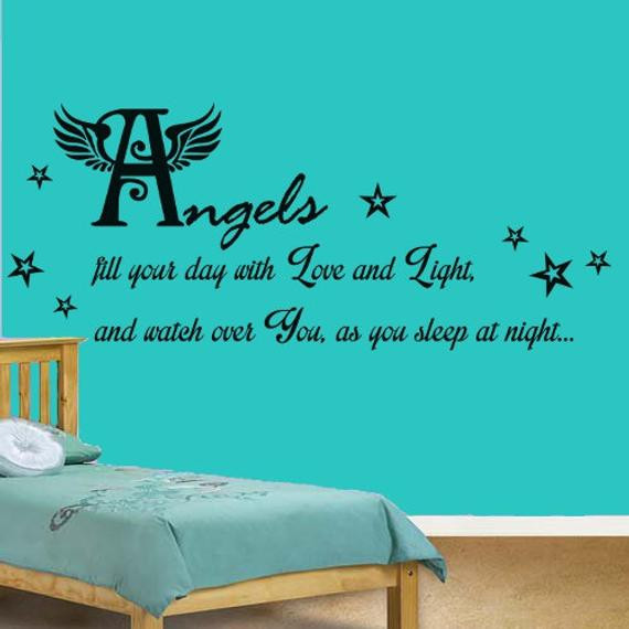 Children Angel Quotes
 Items similar to Angels Watch Over You Quote Nursery