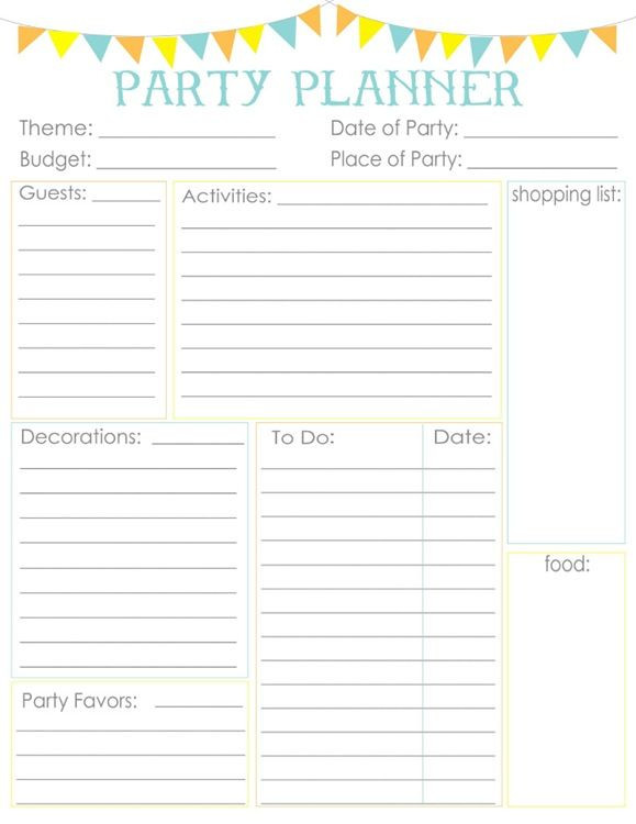 Children Birthday Party Planning
 Birthday Party Planner Printable Planner