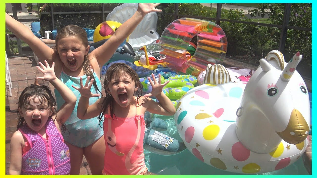 Children Pool Party
 GIANT INFLATABLE FLOATY POOL PARTY Kids summer playtime